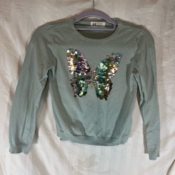 H&M Mint Sweater with Sequin Butterfly - Picture 2 of 7